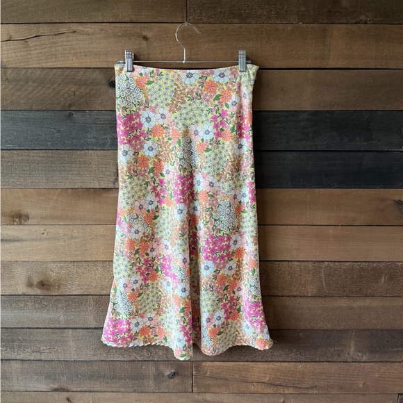 Vintage Floral Midi Skirt Cottagecore Y2K Pastel Spring Garden Skirt - Picture 4 of 11